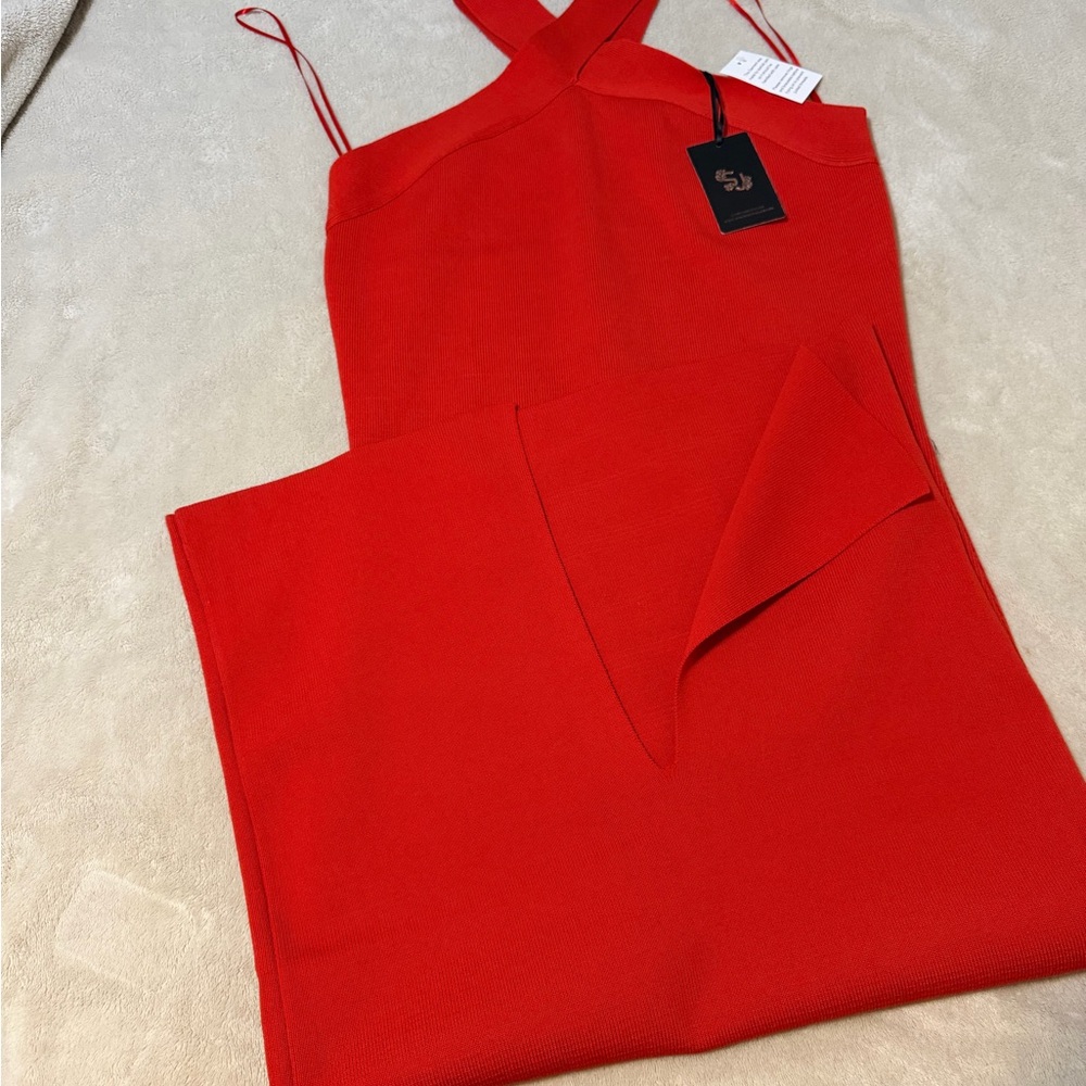 NWT Sincerely Jules Red Midi Dress with Cross-Front Neckline - Picture 4 of 7